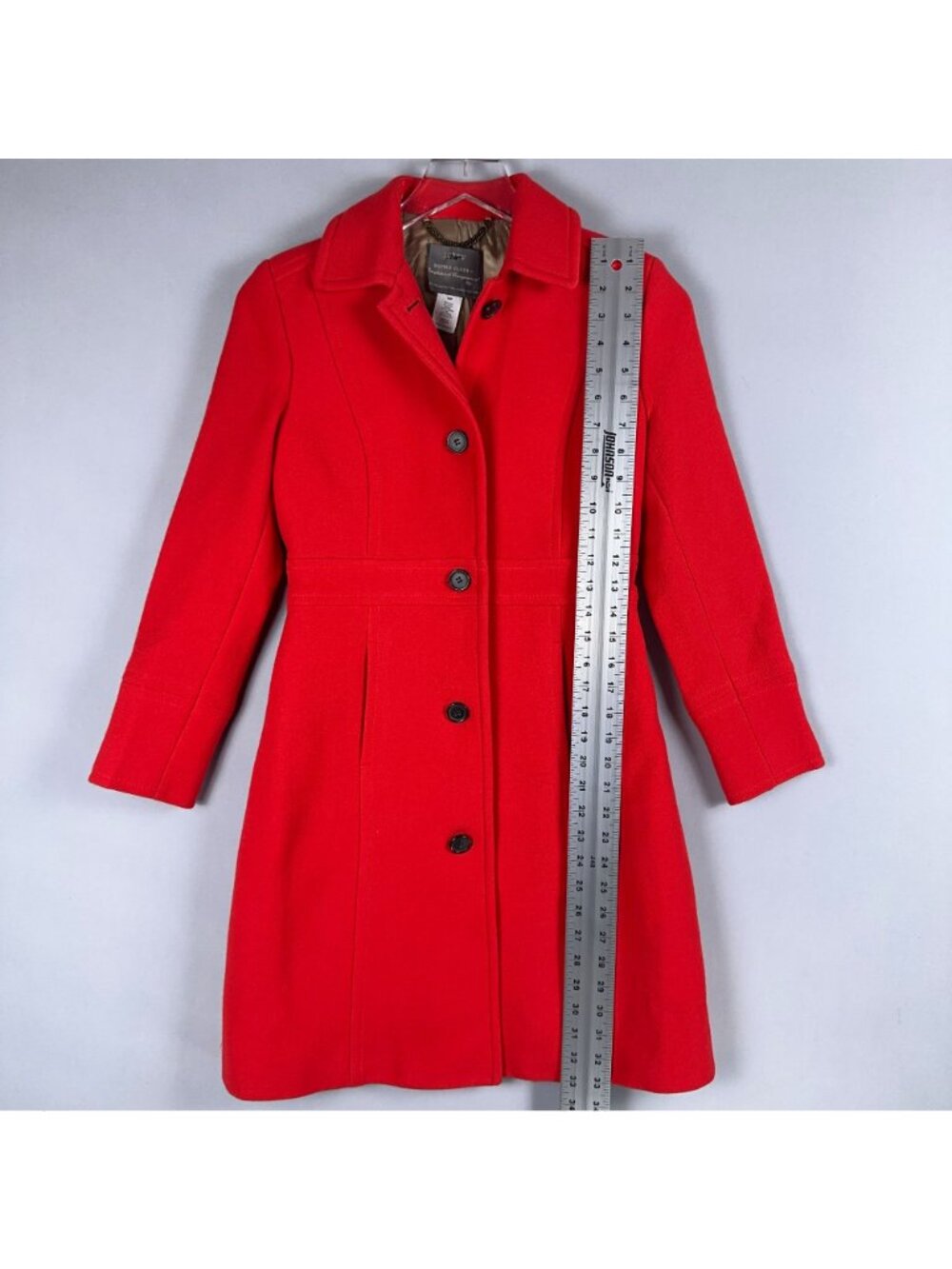 J. Crew Red Double Cloth Wool Coat Size 00Petite Fully Lined Winter Outerwear - Picture 6 of 10